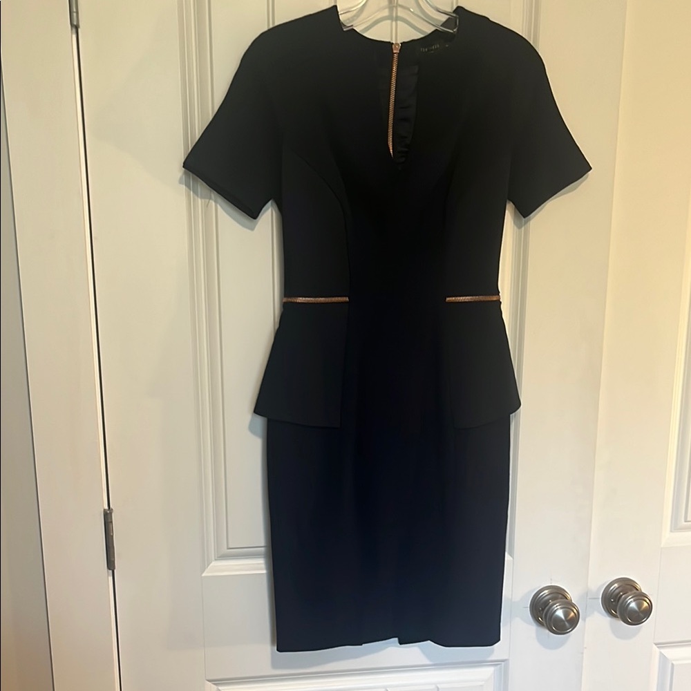 Ted Baker Navy and Gold Mini Dress